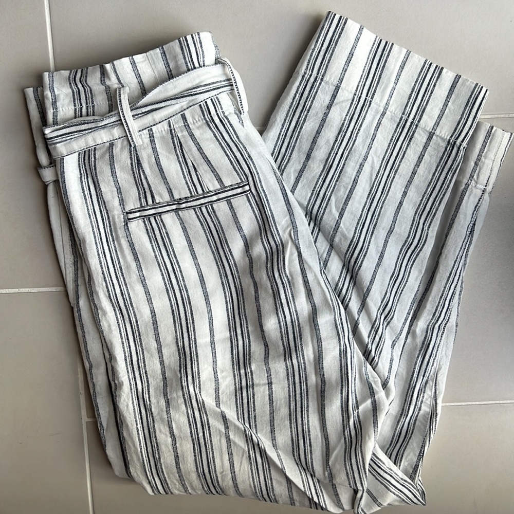 Madewell Striped Ankle Pants - Black and White